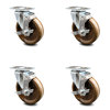 Service Caster 5 Inch High Temp Phenolic Wheel Swivel Top Plate Caster Set with Brake SCC SCC-20S514-PHRHT-TLB-TP3-4